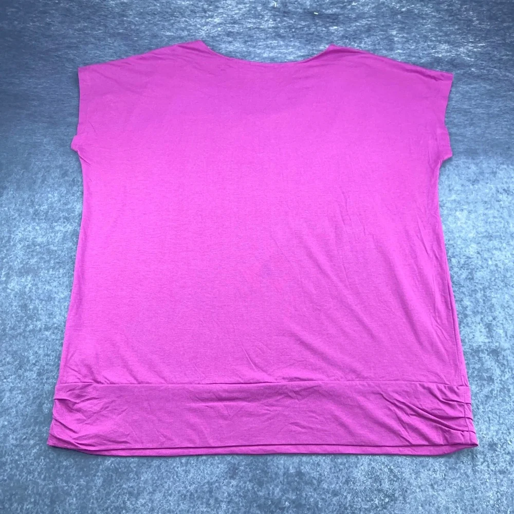 Avenue Plus Size 22/24 Magenta Pink Ruched Banded Hem Scoop Neck Knit Top Blouse - Picture 2 of 8